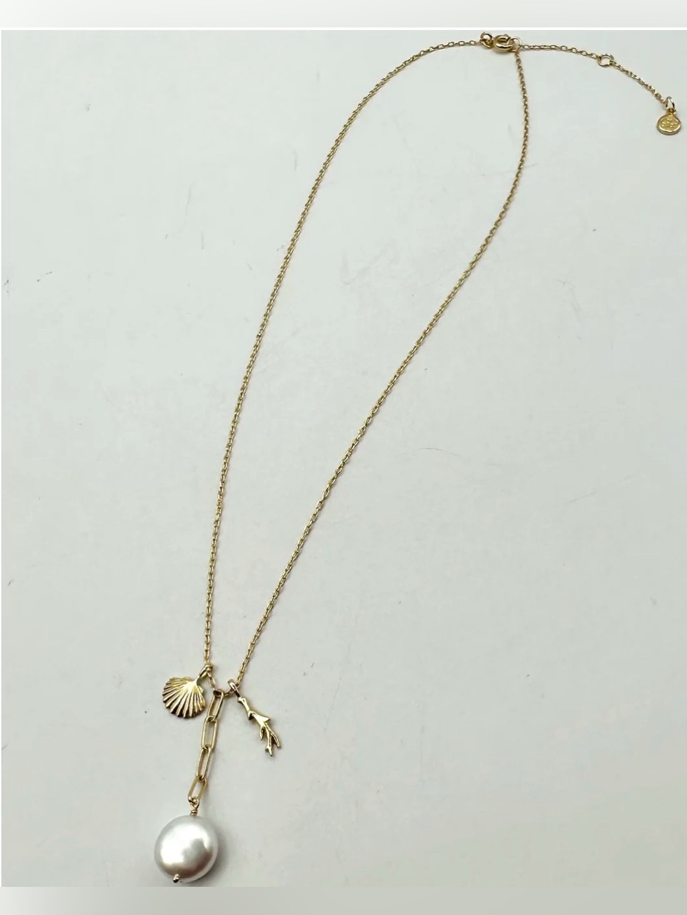Gorjana GOLD SEASHELL AND PEARL NECKLACE